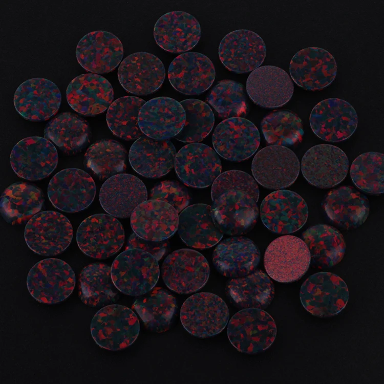 In Stock OP33 Black Fire Opal Stone 6mm Round Cabochon Opal for Jewelry Making