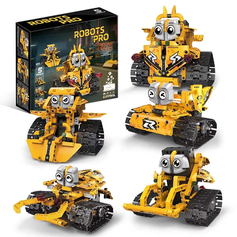 2024 New Arrival 5 in 1 Robot Building Kit RC App Control Programming Robot STEM Project blocks Set for 8-16 Year Old Kids