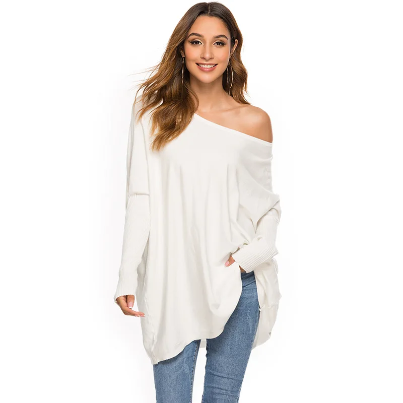 
KEYIDI custom loose off shoulder sweater woman 