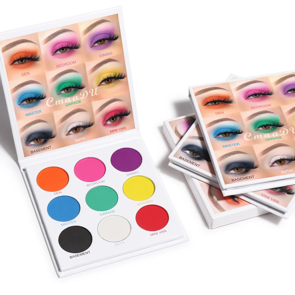 Free Shipping CmaaDu Own Brand 9 Colors Eyeshadow Matte and Metallic Glitter Eyeshadow Palette Wholesale