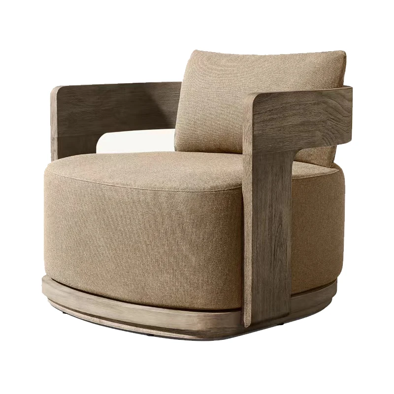 Modern Outdoor Patio Sectional Sofa Wooden Fabric Garden Furniture for Courtyard for Gardens and Courtyards