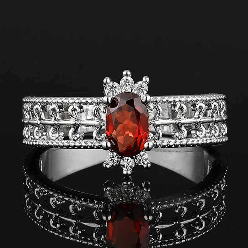 Natural Hetian Jasper Grey moonstone garnet Ring for Women Crystal Quartz Gemstone Adjustable cooper-plating silver ring