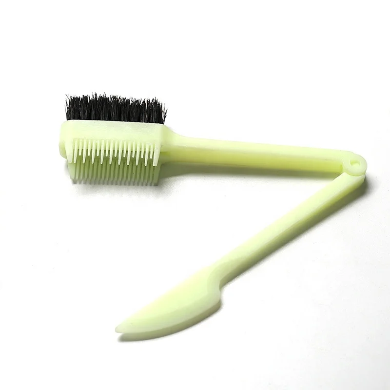  Cheap free sample plastic boar bristle hair edge control brush 2 in 1