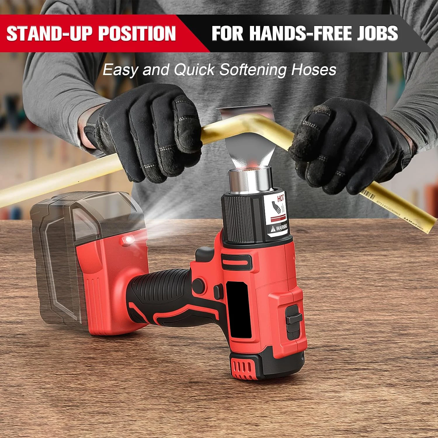Cordless Heat Gun for Milwaukee m18 Battery 350W Hot Air Gun I: 300℃ 572°F, II: 550℃ 1022°F Dual Temperature Control