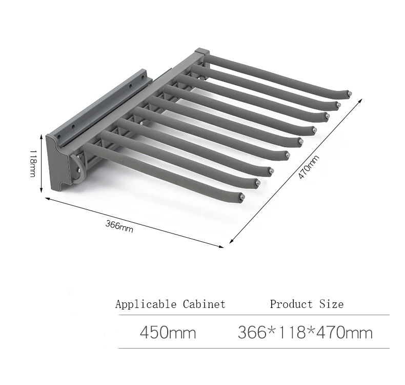Wholesale Wardrobe Accessories Hanging Rack Side Mounted Pull Out Trouser Rack Pants Rack