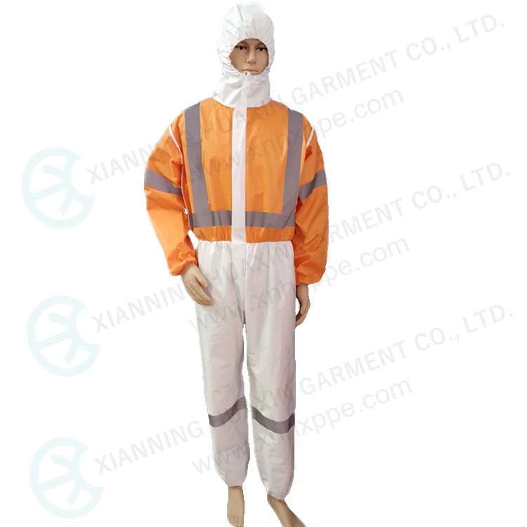 Disposable Cool Suit Microporous Protective Clothing With Reflective Tapes