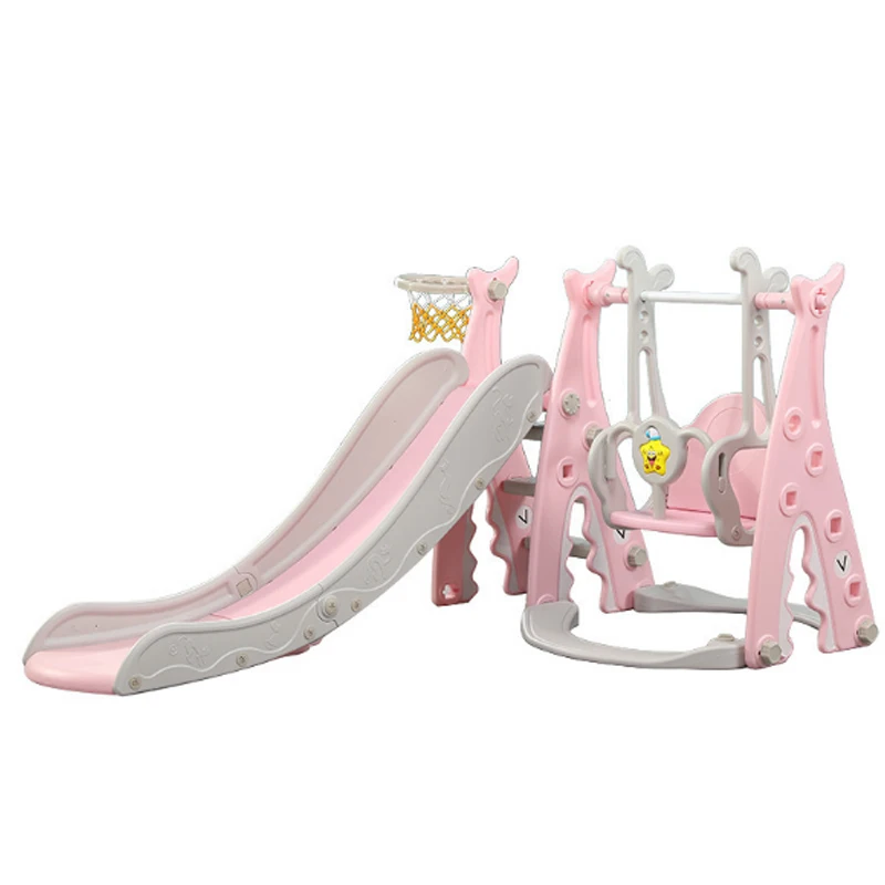Wholesale kindergarten playground equipment slide set for kids swing and basketball hoop