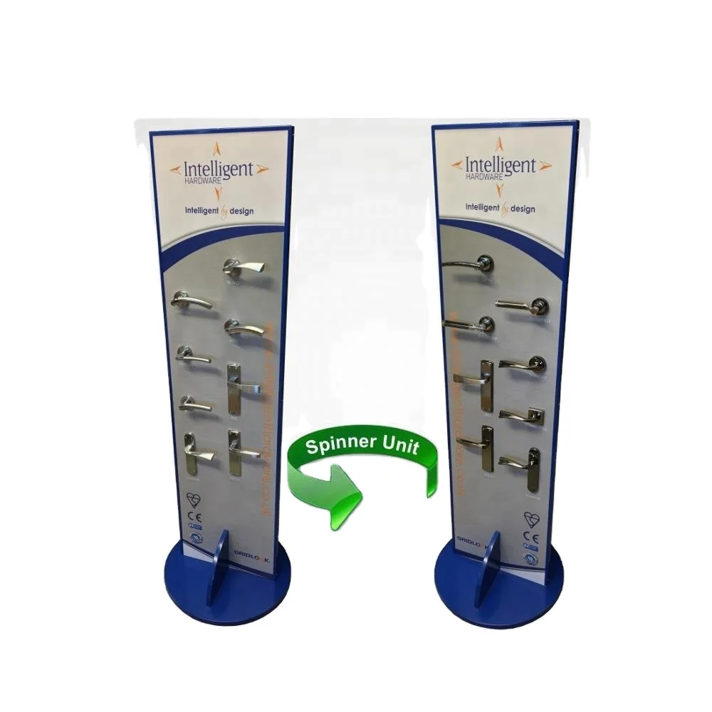 Retail store rotating wooden door lock display stands for hardware