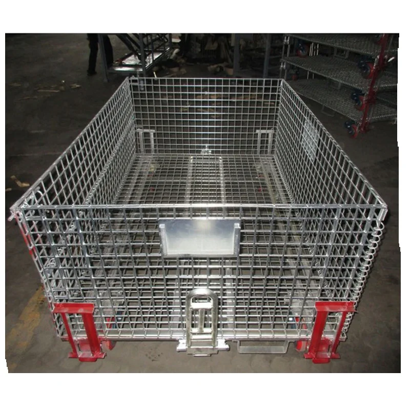 
warehouse customized stackable foldable stainless steel cage/wire mesh container 