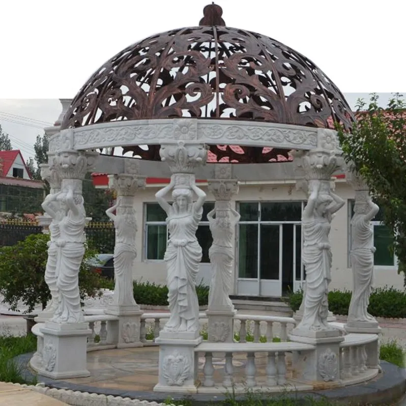 Customizable Simple White Marble Hexagonal Gazebo