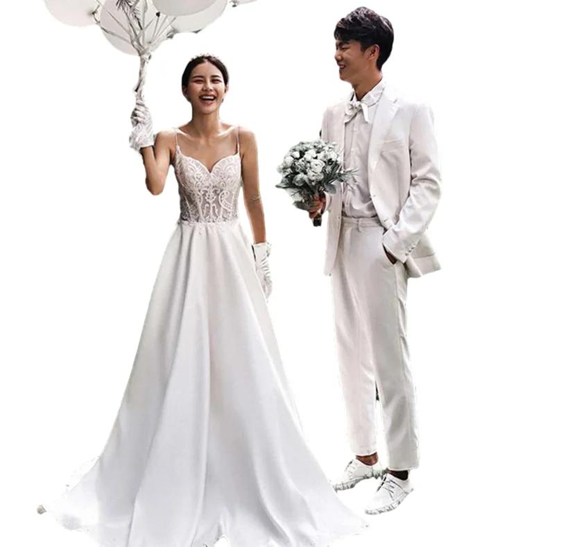 Photo studio couple clothing travel lace suspenders wedding dress image art photo retro satin wedding dress