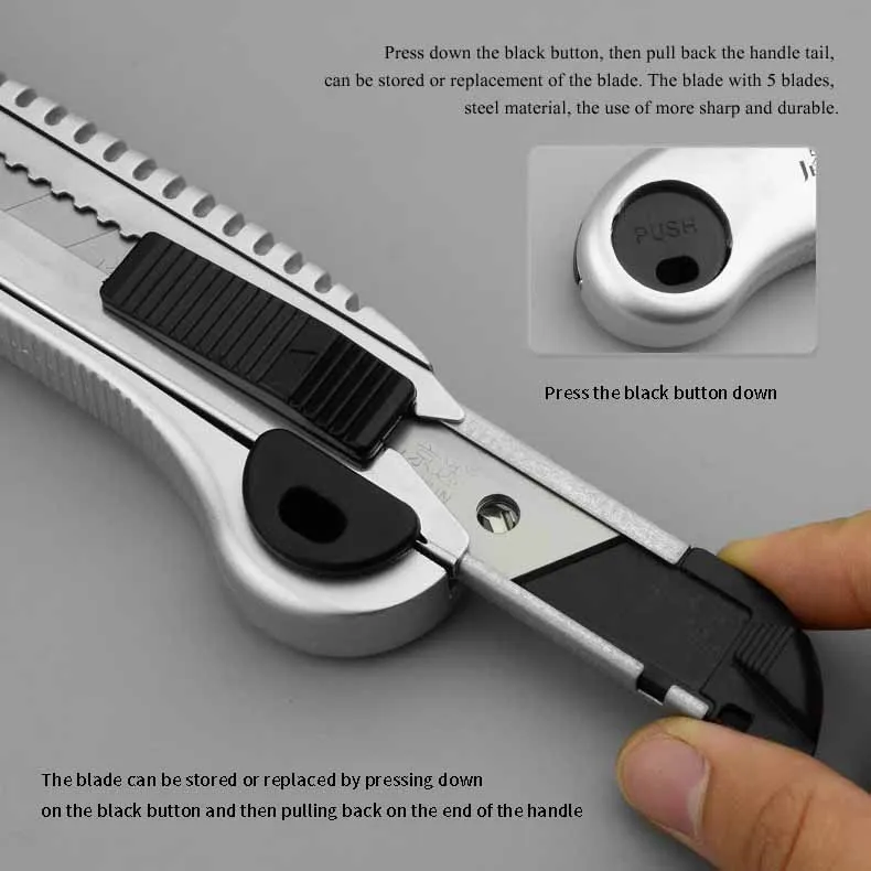 New product portable mini utility knife Manganese steel sharp edge silver solid shell cutting tool