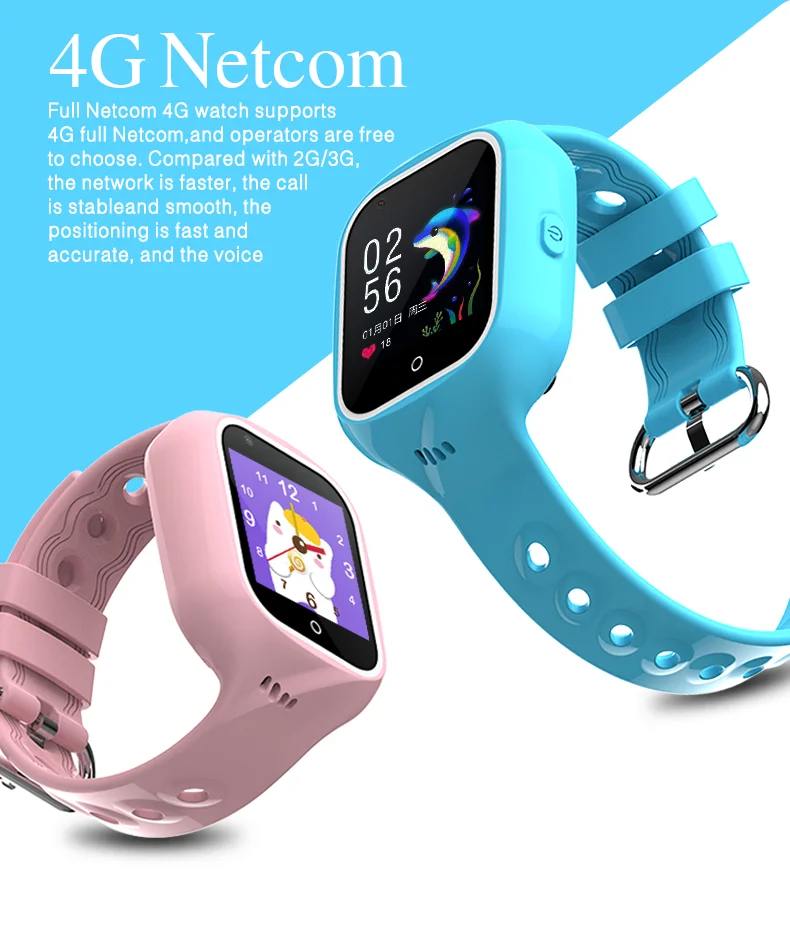 OEM Kids Watch IP67 Waterproof Safe Area 4G Network GPS LBS Camera Sport Anti-lost Smart Child Watch with Sim Card