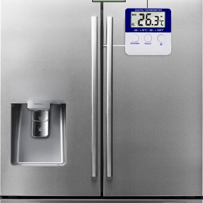 Indoor Outdoor LCD monitors Alarm Magnet Digital Max Min Memory Freezer Fridge Refrigerator Thermometer Temperature Meter