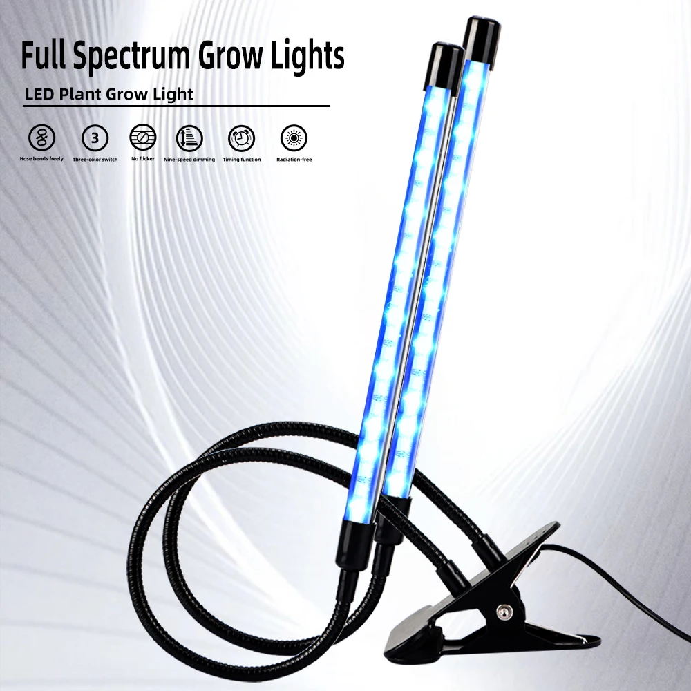 Indoor Full 3 Modes Dimmable Flexible Spectrum Lamp Plant Double Tube Led Grow Light for Greenhouses Flowers