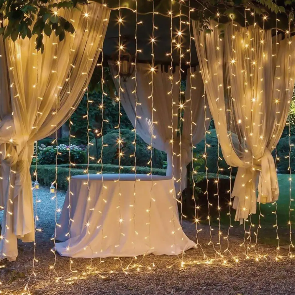 Merry Christmas Curtain Light Twinkling Star Moon Waterfall Wedding Led Window Ramadan String Light garden light