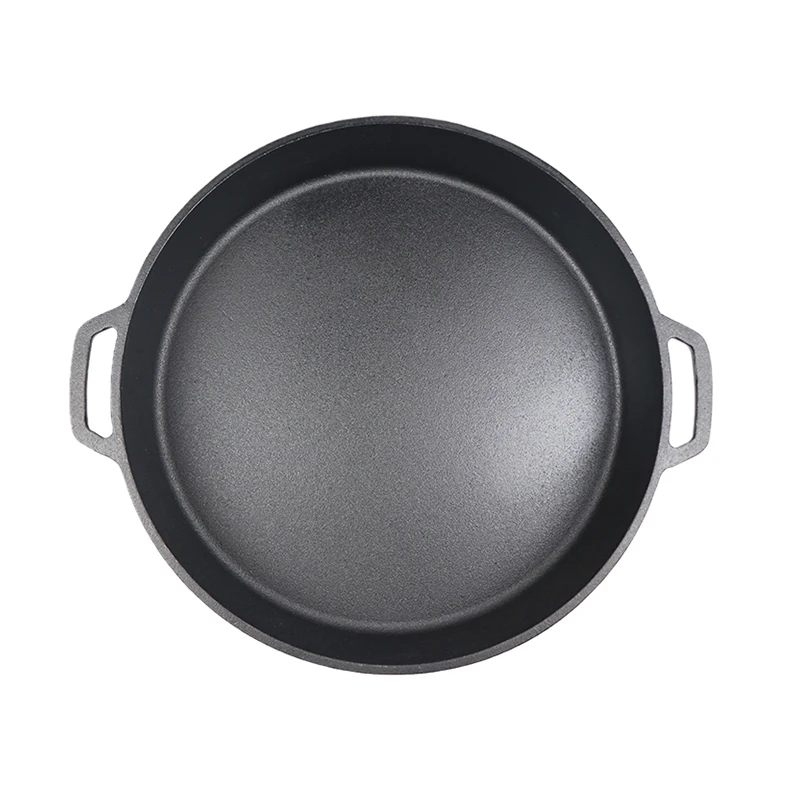 Two Ears Roasting Pan Round Cast Iron Frying Pan Big Size Outdoor Paella Pan