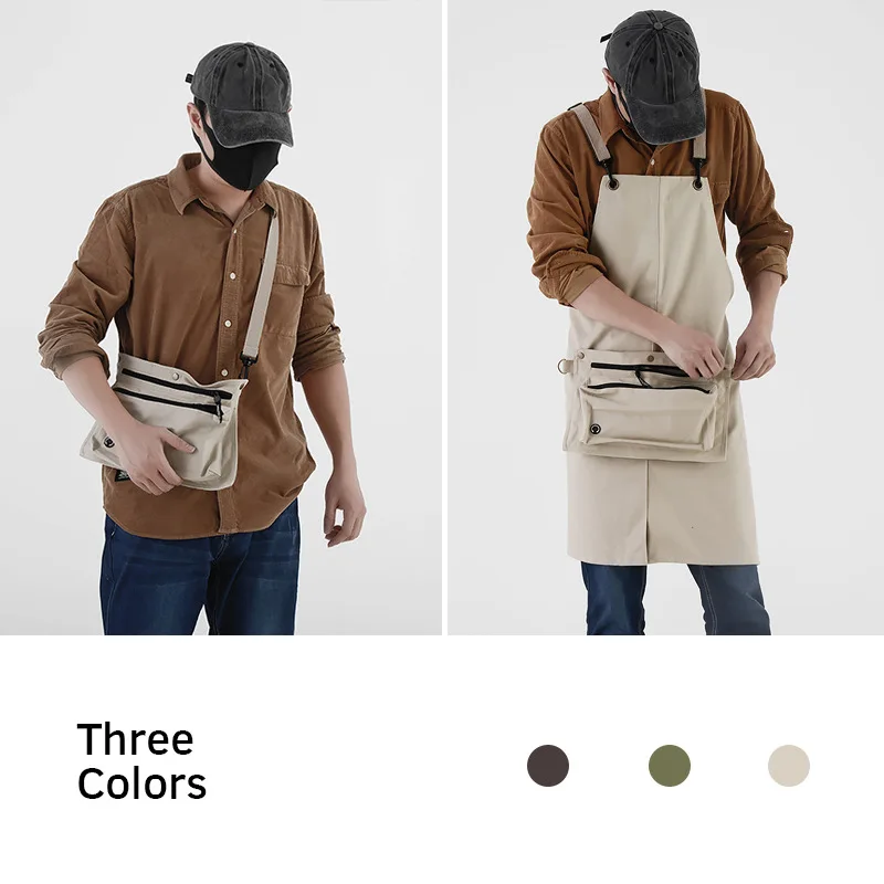 New Kitchen Household Organizer 100% Cotton Canvas Waterproof And Oil Proof Picnic Baking Apron With Pocket And Adjustable Strap