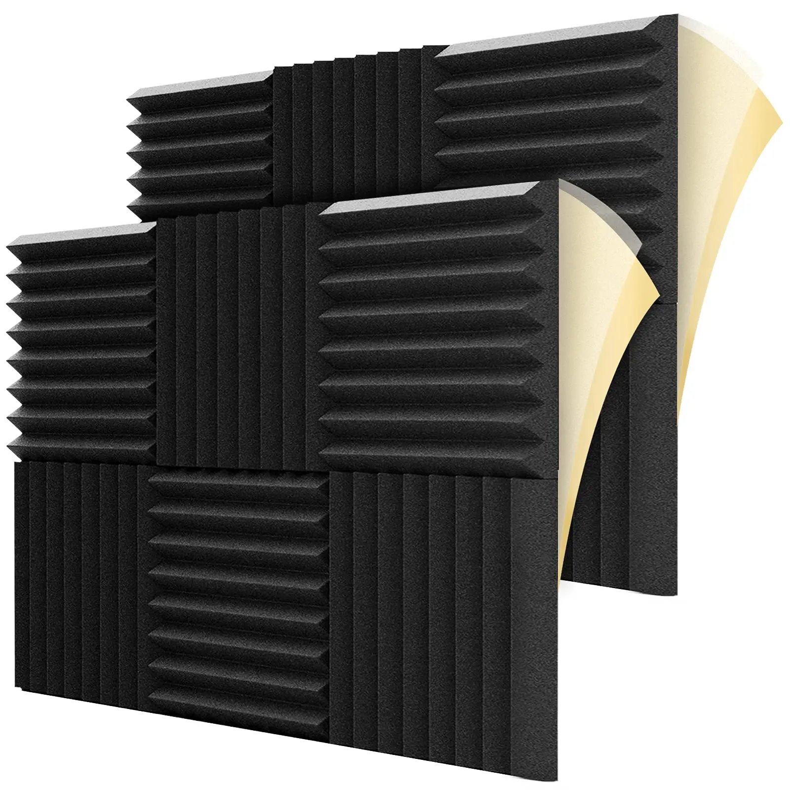 BONNO 12 упаковок самоклеящаяся изготавливаем звукоизоляционные пенопластовые панели для уменьшения с функциями снижения уровня шума и эхо