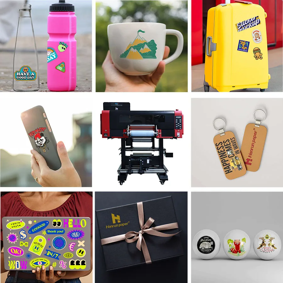 Hanrun paper A3 uv dtf printer sticker roll to roll 30cm with dual XP600 printheads small uv dtf printer