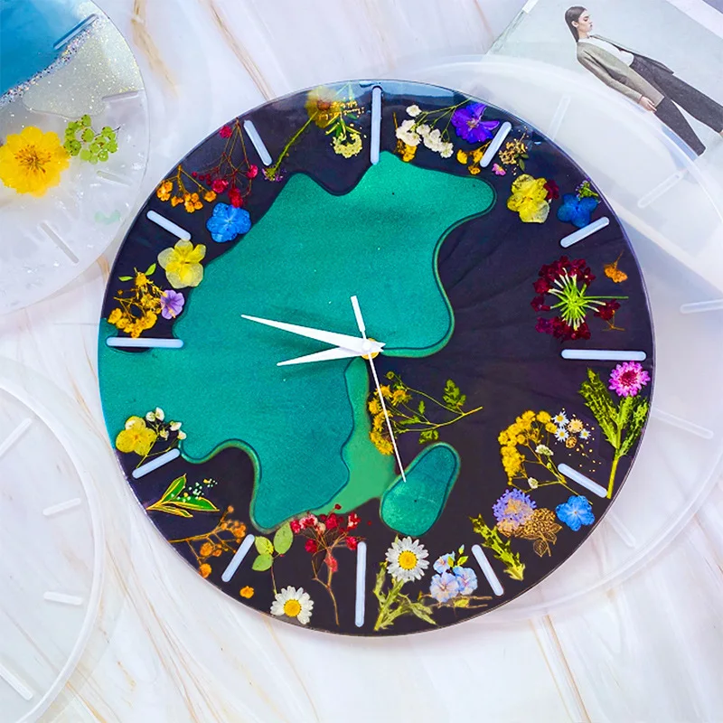 New Arrival DIY Home Resin Circle Wall Clock Base Silicon Mold Silicone Rubber Resin Mould Clock Alarm Handmade Bell Jewelry Too