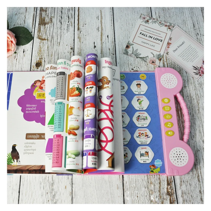 Kids Children Interactive Learning Audio book Bilingual Cambodian Khmer Talking Alphabet ABC Numbers Words Sound Book