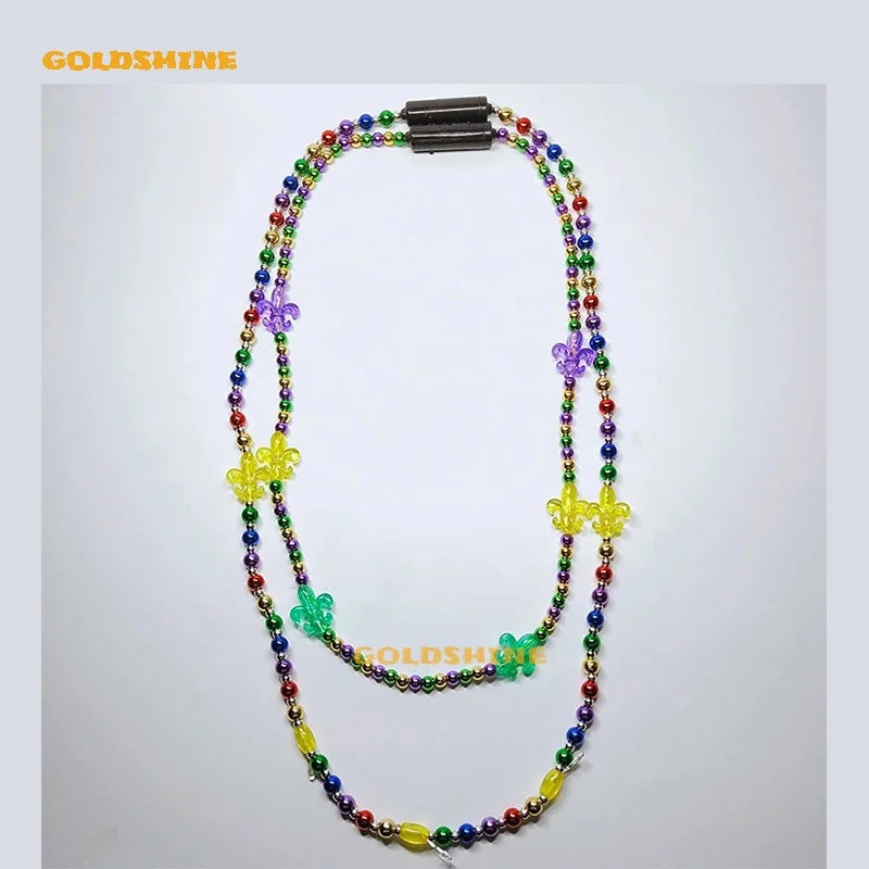 Wholesale Light Up Beads Necklace Pendant LED Lighted Bead Necklace Carnival Mardi Gras Party LED Glowing Party Bead Necklace