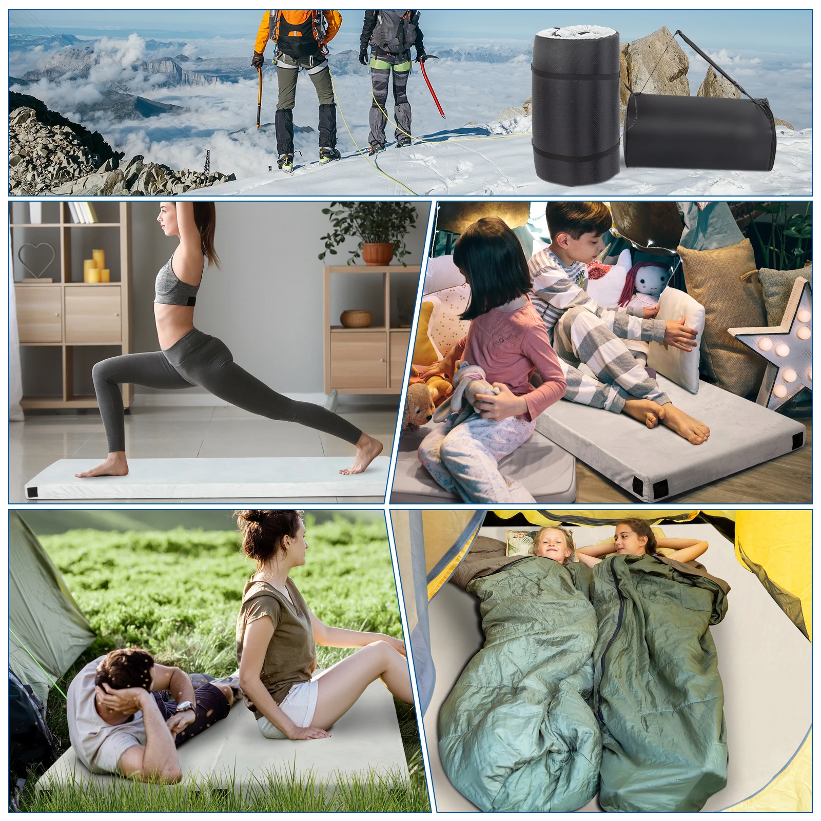 Memory Foam Short Plush Bed Grey Camping Mattress with Storage Bag