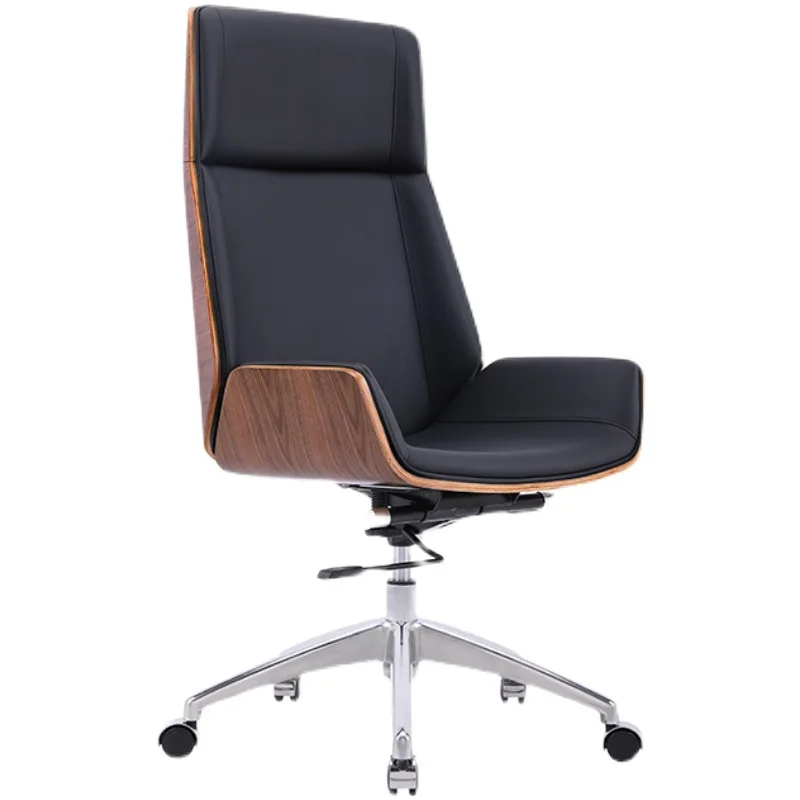 2022 High quality modern swivel high back adjustable wooden bentwood plywood leather visitor meeting room office wooden chair