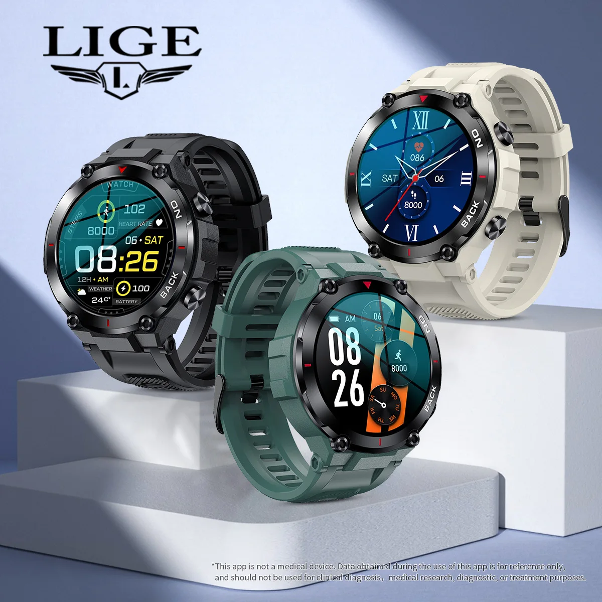 LIGE Smart Watch 4 Pro HD Color Screen Bluetooth Call Heart Rate Blood Pressure Smartwatch New For Android IOS Free Shipping