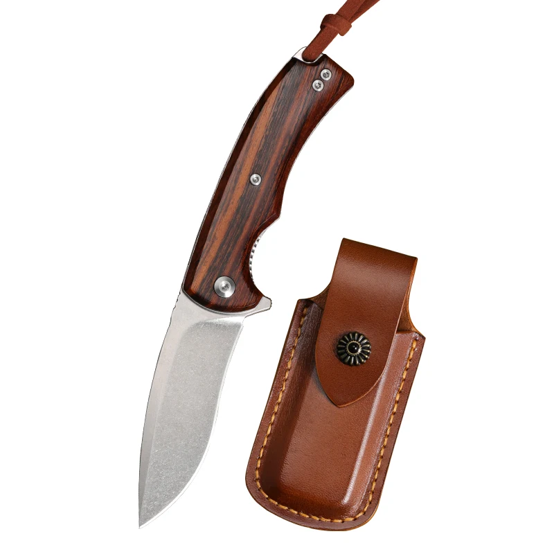 M390 powder steelFolding knife Top quality Damascus Folding Pocket Knife with American Desert Iron Wood handle