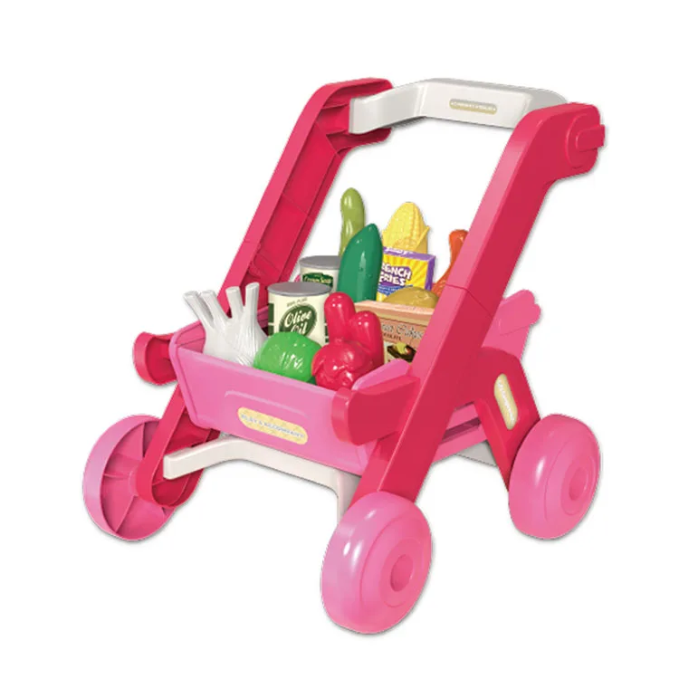 40pcs mini supermarket shopping cart trolley toy set kids role play toys educational pretend play toys for children