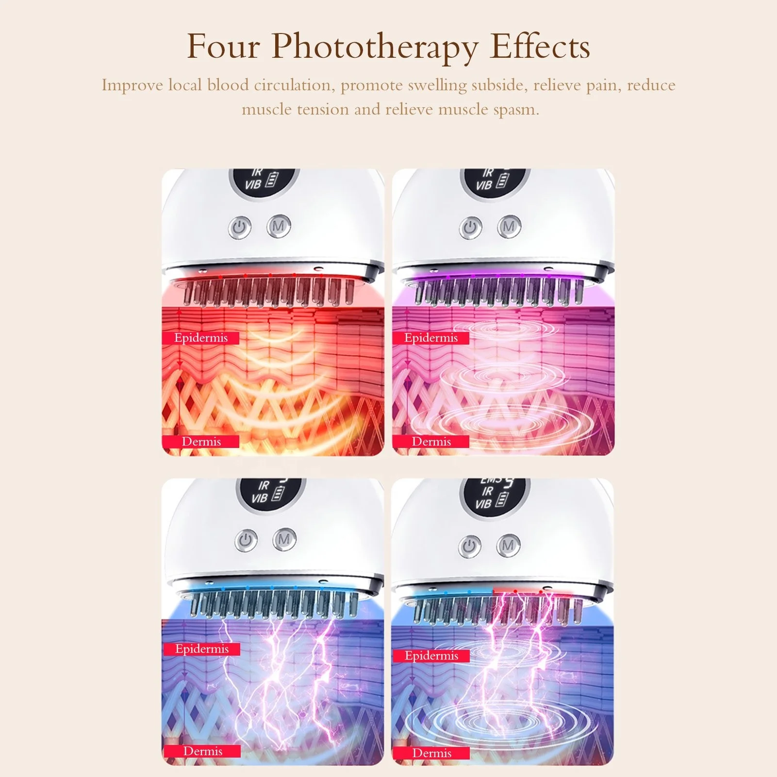 Electric Massager For Body Vibration EMS Microcurrent Infrared Therapy Facial Scraping Comb Dredging Meridian Massage Brush