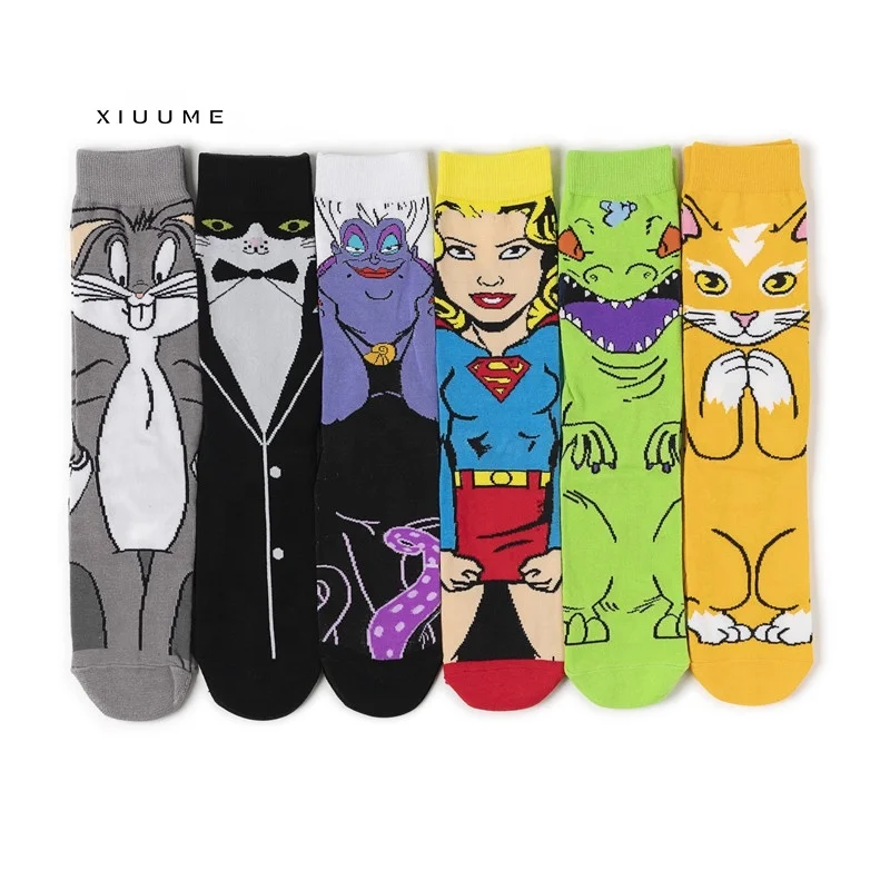New hotsale Marvel cozy cotton teen boys tube hot popular Wonder women cartoon socks