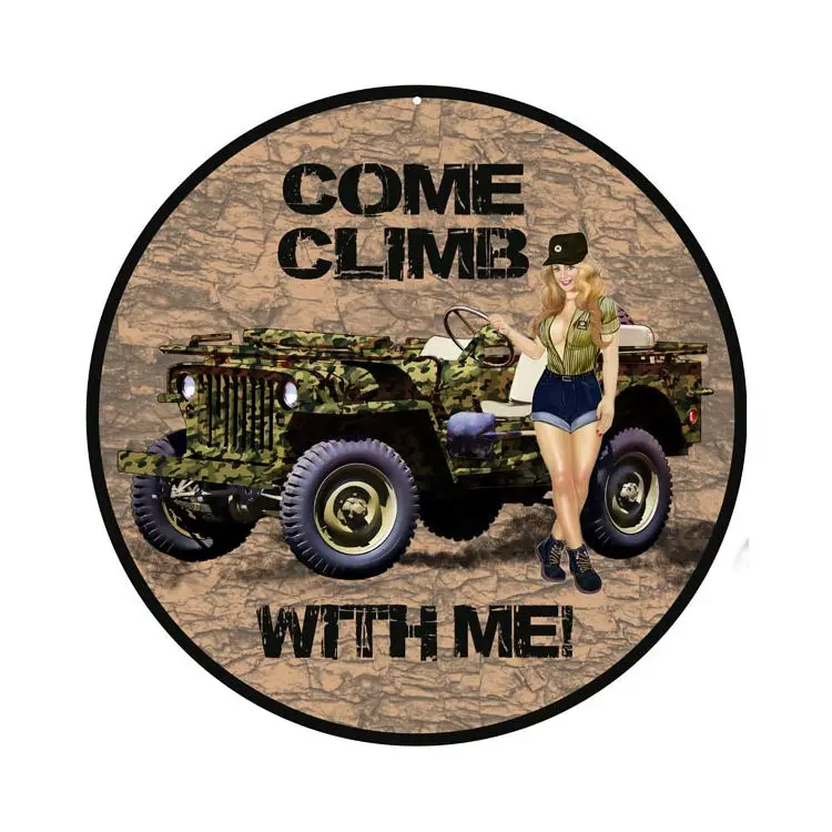 Wholese Custom Made New Design Vintage custom funny round vintage sign metal tin