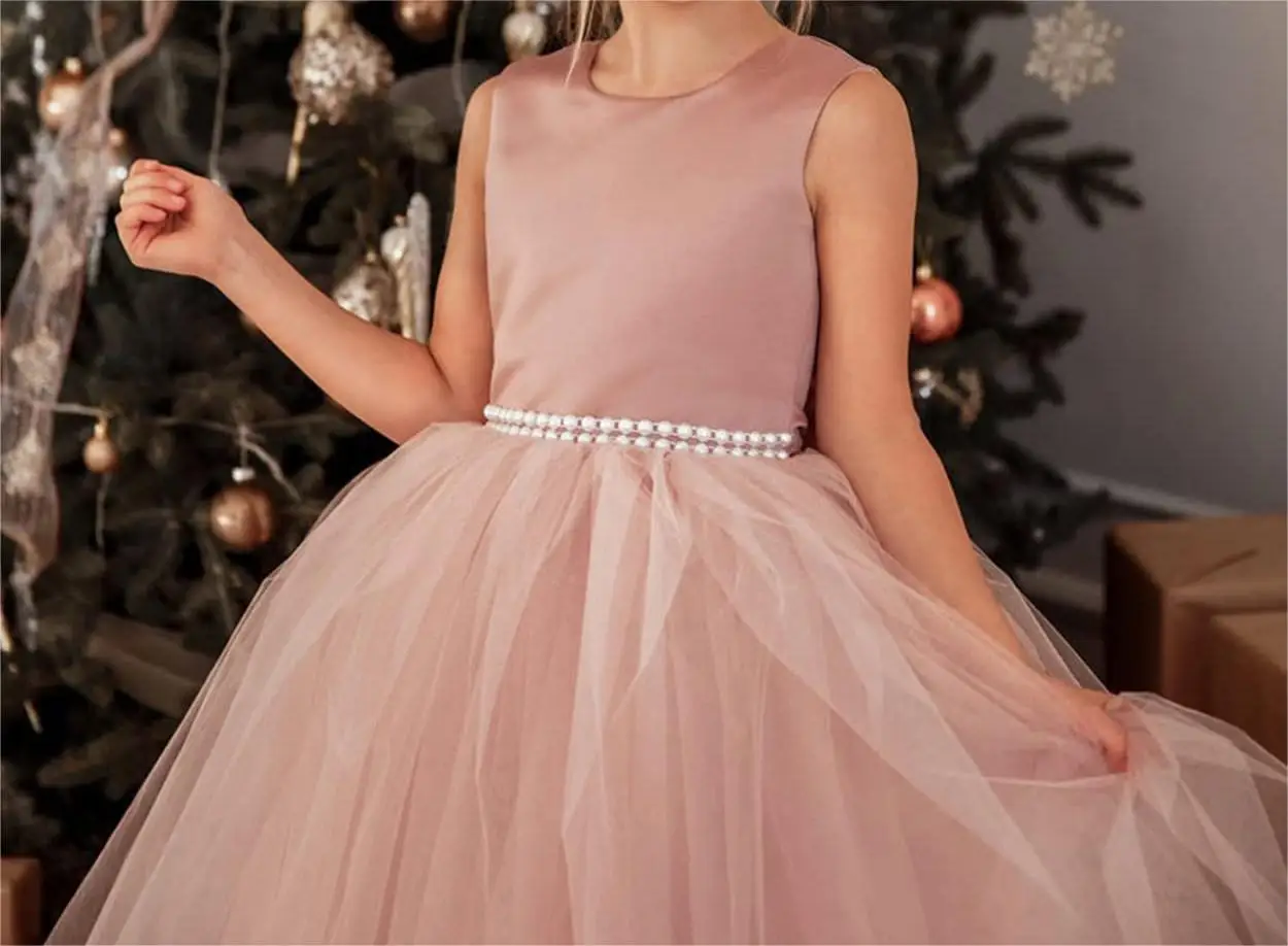 High Quality Girl Wedding Dress Flower Girl Birthday Party Dresses  Satin Tulle Princess Pageant Dress  with Bow-Knot