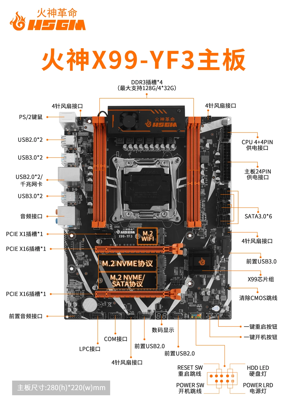 HSGM материнская плата X99-YF3 сервера X99 чипсет PCI-E 3 0 Серверная компьютера