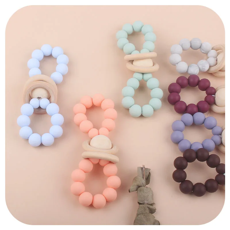 Toy Children Dumbbell Rattle Toy Wooden Wooden Ring Fitness Barbell Child Rattle Dumbbell Child Hand Dumbbell Household