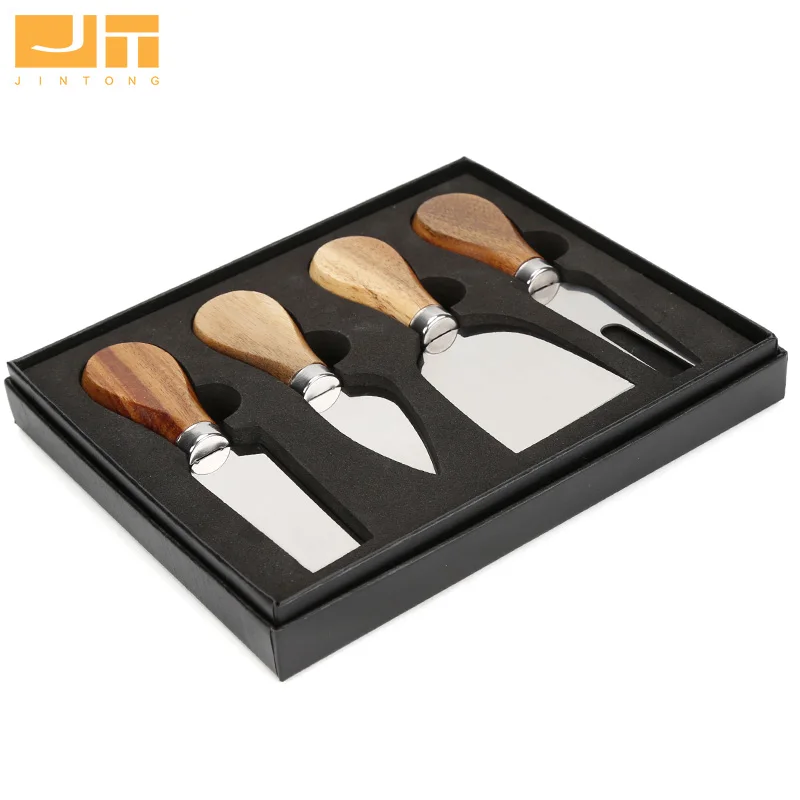 4 pcs Acacia Wood Cheese Knives Cutter Cheese Tool Set for Charcuterie Board