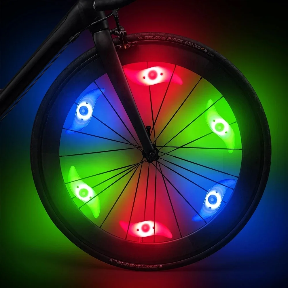 Dropshipping motorcycle LED warning lights colorful mountain bike tire led wheel lighting night riding warning wheel lights