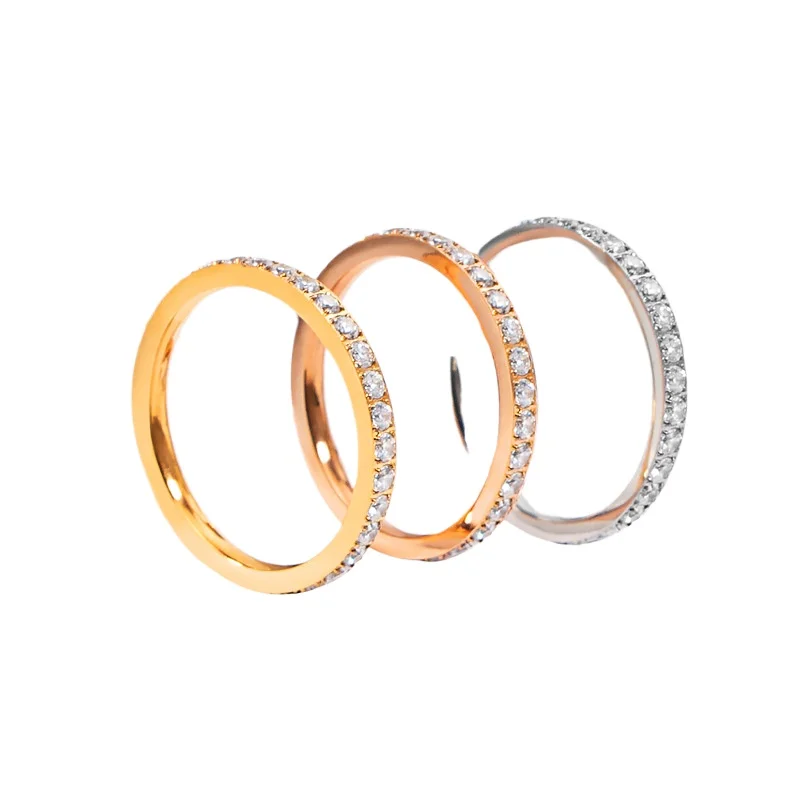 Popular Diamond Ring Full Diamond Ring Titanium Steel Inlaid Zircon Couple Starry Ring Female