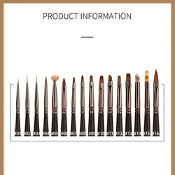 Aokitec 16 pc black wooden handle ultra thin bulk striped liner nail art brushes with cap