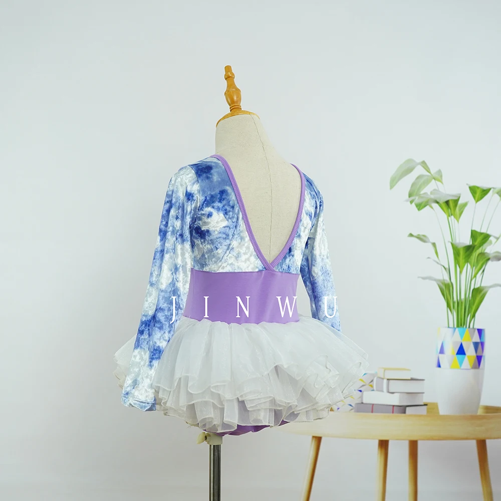 Hot sales new arrivals tie dye velvet purple dance trainingwear ballet leotard manufacturer