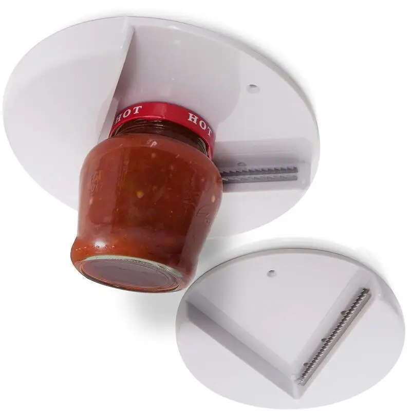 Effortless Universal Bottom Wall Under Cabinet Mounted Jar Bottle Opener Grip for Any Size Type of Lid