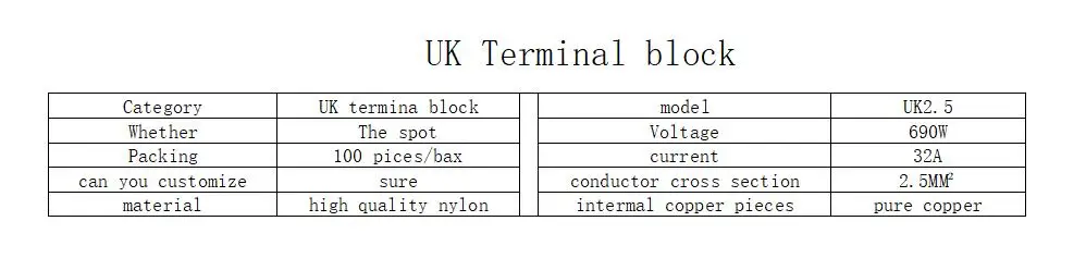 UK2.5 2.5mm DIN Rail Screw Clamp terminal block Feed Through Terminal Connector Wire connector accessories