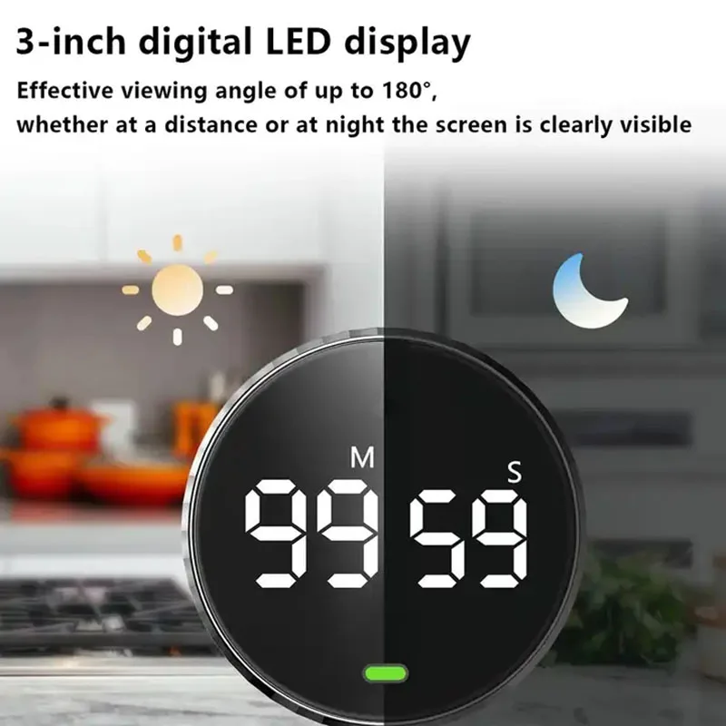 High quality black magnetic digital kitchen timer Refrigerator Countdown Timer Multifunction LED Timer Kids Adult Outdoor