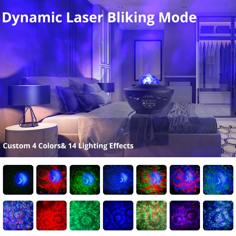 KSWING Smart Starry Projector Light Modern LED Night Sky Galaxy Light Projector with Music Speaker and Remote Control