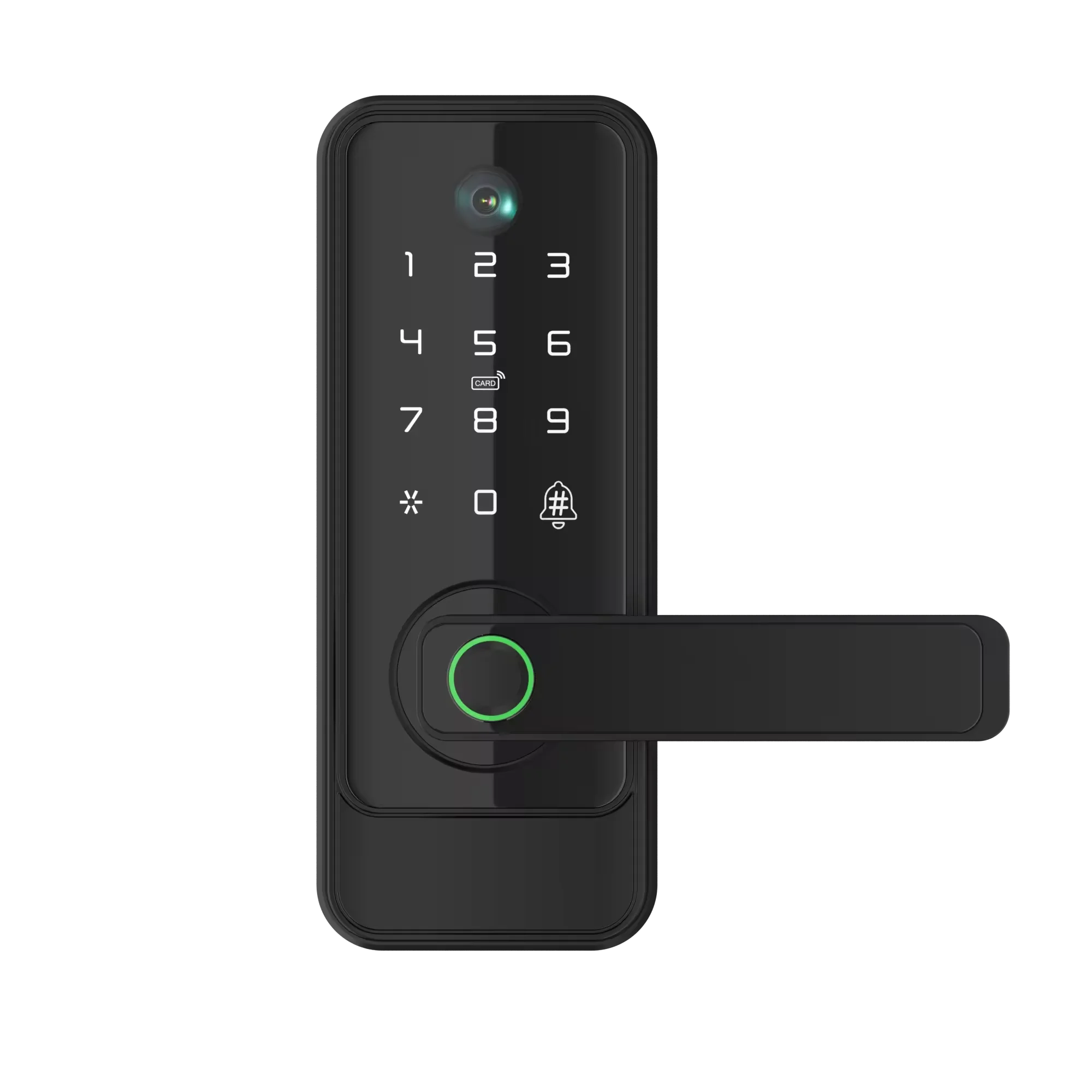 Easy to Install Aluminum Alloy Key Card Code Tuya WIFI Fingerprint Handle Smart Lock