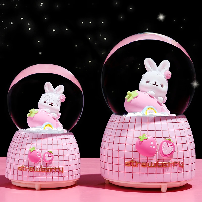 Музыкальная шкатулка Хрустальный шар снежинка шар музыкальная шкатулка подарок мальчик Девочка Клубника Кролик Хрустальный Шар