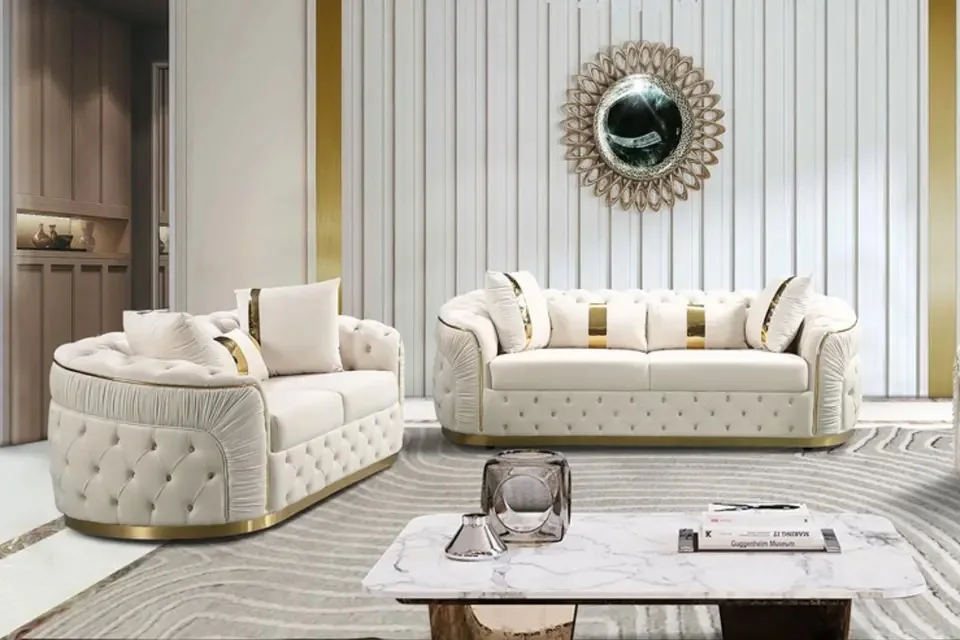 Wholesale Black Velvet Chesterfield Sofa Modern Luxury Fabric Couch Home Sofa Set Living Room Furniture